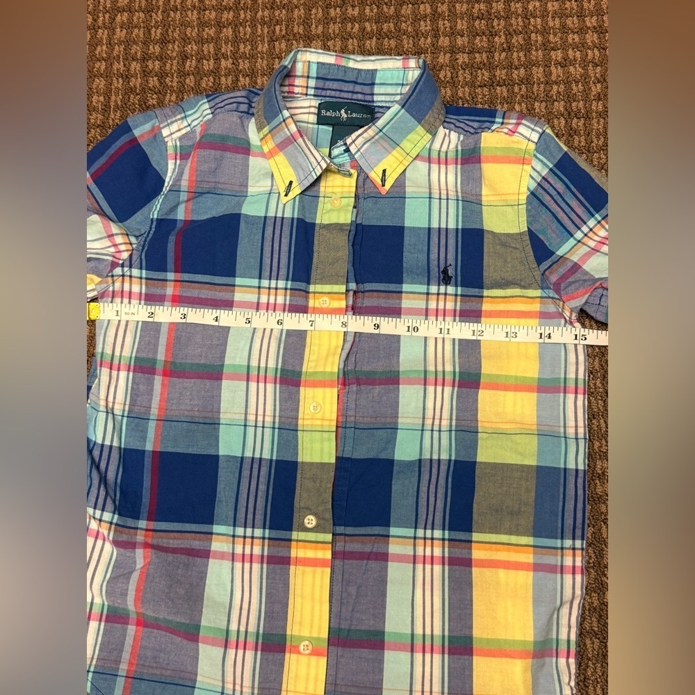 Ralph Lauren Blue and Yellow Plaid Shirt Boys sz7 Summer Vacation Wear - Picture 5 of 6